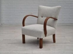 1960s, Reupholstered Danish Art-deco Armchair, Beech Wood, Leather. -Chairly Shop 530cf1b7 708f 44a9 b866 b7f0ec8d184f