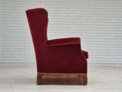 1970s, Danish Highback Wingback Armchair, Original Condition, Furniture Velour, Ash Wood. 25 1970s, Danish Highback Wingback Armchair, Original Condition, Furniture Velour, Ash Wood. -Chairly Shop 543abc0f 53b6 4e9f 9097 685e31ea6c2d