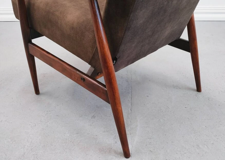 1960 Henryk Lis Mid Century Armchair In Chocolate Velvet 9 1960 Henryk Lis Mid Century Armchair In Chocolate Velvet - Image 7