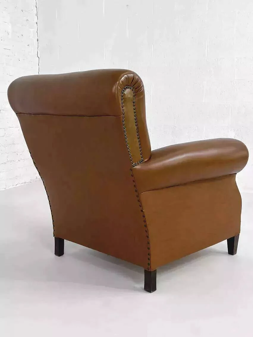 50s Club Armchair In Imitation Leather And Wood 4 50s Club Armchair In Imitation Leather And Wood - Image 2