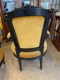 Pair Of Louis Xvi Style Bergeres Armchairs Late 19th Century Ocher Velvet Fabric -Chairly Shop 59ef622c f66e 4f4c b183 80702853960f