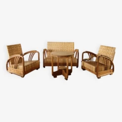 Art Deco Living Room Set In Rattan And Teak 1940s-50s. -Chairly Shop 5eabfc80 fb42 4e35 8fe0 be1137f20dc7