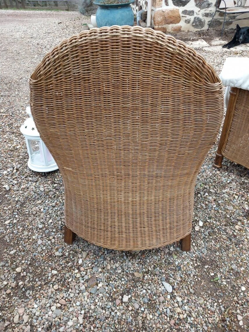 Pair Of Rattan And Wood Armchairs 18 Pair Of Rattan And Wood Armchairs - Image 16