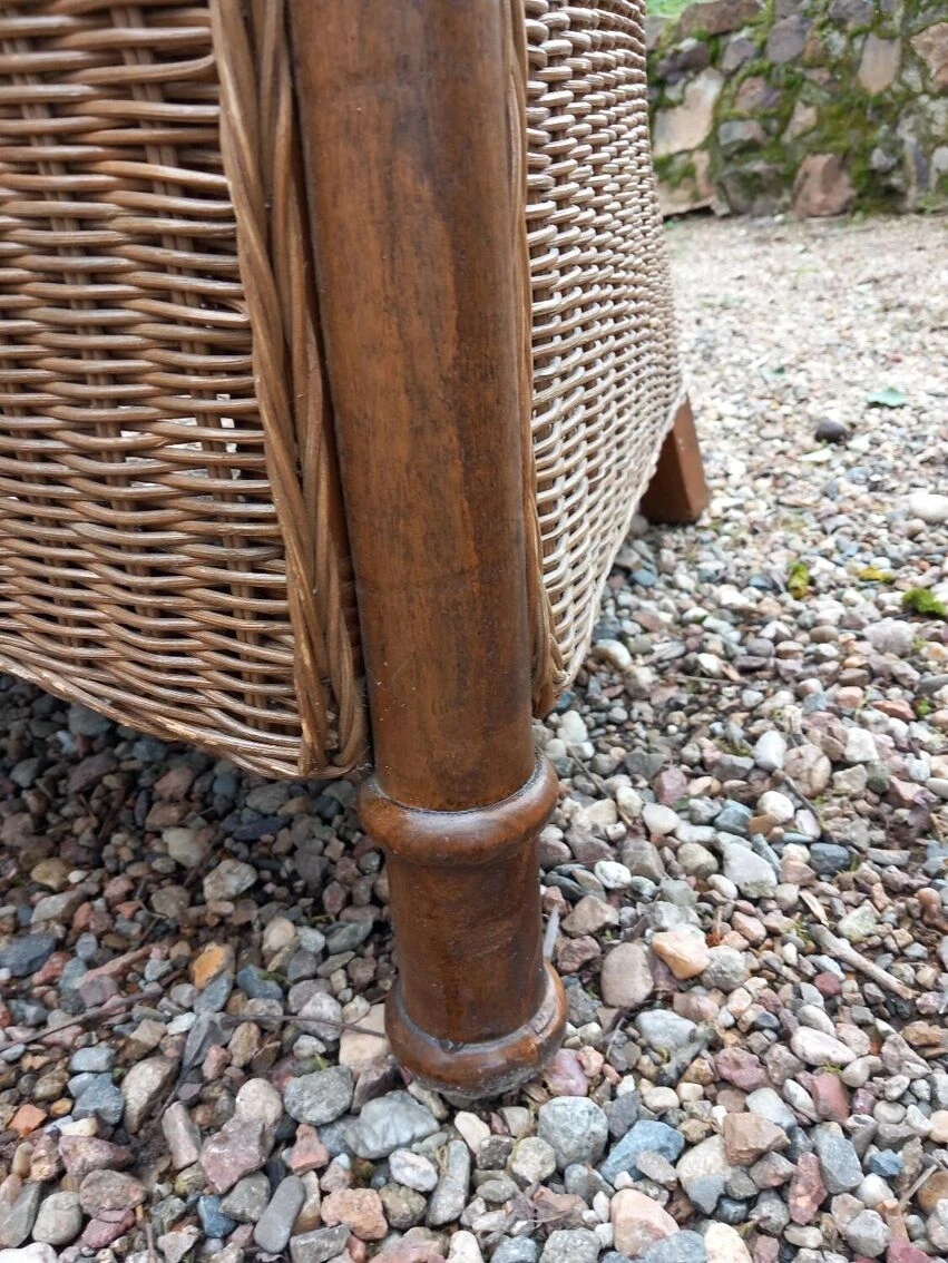 Pair Of Rattan And Wood Armchairs 4 Pair Of Rattan And Wood Armchairs - Image 2