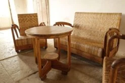 Art Deco Living Room Set In Rattan And Teak 1940s-50s. -Chairly Shop 5fdbd528 5f1f 4f26 8a0f 48d41076f206