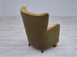 1960s, Danish Highback Armchair, Original Condition, Cotton/wool. -Chairly Shop 6019363e a32c 4cb6 a3d9 afe423f3d0f7