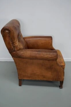Vintage Dutch Cognac Colored Leather Club Chair