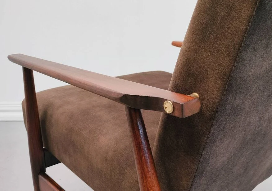 1960 Henryk Lis Mid Century Armchair In Chocolate Velvet 7 1960 Henryk Lis Mid Century Armchair In Chocolate Velvet - Image 5