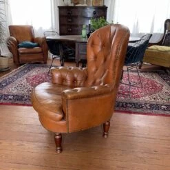 Chesterfield Style Cognac Leather Armchair -Chairly Shop 65c73eb2 9aab 4e46 aeaf a8c4e2a15ceb