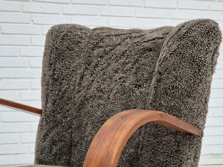 1950s, Danish Design, Reupholstered Armchair, Genuine Sheepskin "Wellington". 18 1950s, Danish Design, Reupholstered Armchair, Genuine Sheepskin "Wellington". - Image 16