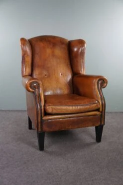 Lovely Large Sheepskin Leather Wingback Armchair With Very Good Seating Comfort -Chairly Shop 6726398b 4760 48e0 8bd6 7c2cf6eba105
