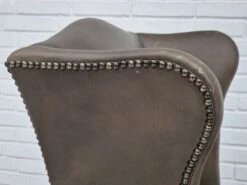 1970s, Vintage Wingback Armchair, Original Condition, Leather, Beech Wood.