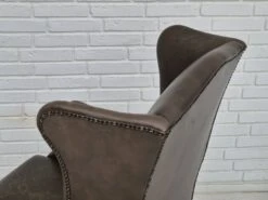 1970s, Vintage Wingback Armchair, Original Condition, Leather, Beech Wood. -Chairly Shop 699a5f89 14ca 4854 9a10 21b5a66dfa2d