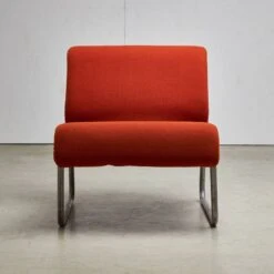 Low Chair On A Tubular Metal Frame With Orange Upholstery, 1970s -Chairly Shop 6aae48c7 1de3 4bfd b51c 6406f5d5203e