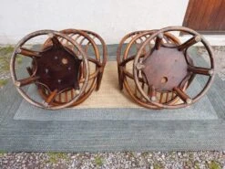 Pair Of Round Armchairs, Shell, Rattan, Wicker, Bamboo Wood -Chairly Shop 6c623fa9 0101 4b90 b47c 36ebd7bd1308