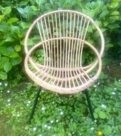 Rattan Armchair - Black Steel Base - Vintage -Chairly Shop 6cd43bed 4413 4e9b a371 2e5393f90607