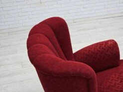 1960s, Danish Relax Armchair, Original Condition, Red Cotton/wool, Oak Wood. 26 1960s, Danish Relax Armchair, Original Condition, Red Cotton/wool, Oak Wood. -Chairly Shop 6ee9435e 920a 41e8 bf82 d9edb9a7610b