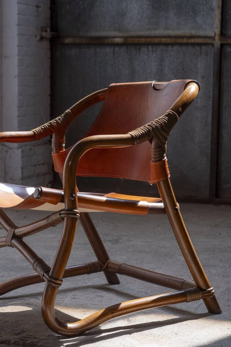 2x Horsnæs "Manilla" Lounge Chairs In Stained Bamboo And Saddle Leather, 1960s Denmark 9 2x Horsnæs "Manilla" Lounge Chairs In Stained Bamboo And Saddle Leather, 1960s Denmark - Image 7