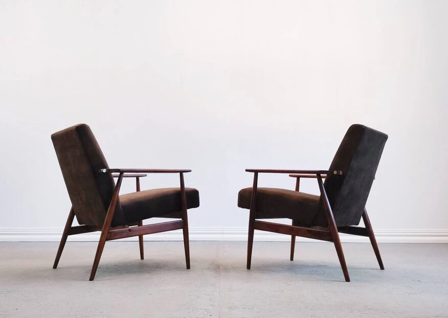 1960 Henryk Lis Mid Century Armchair In Chocolate Velvet 4 1960 Henryk Lis Mid Century Armchair In Chocolate Velvet - Image 2