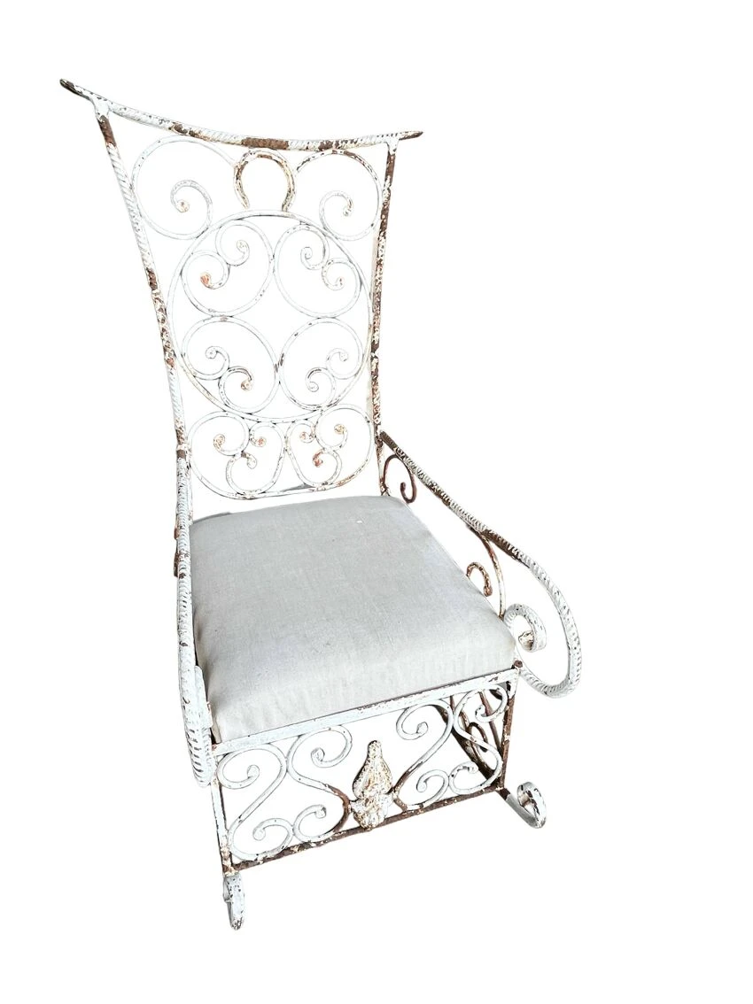 Old Wrought Iron Rocking Garden Armchair Early 20th Century 10 Old Wrought Iron Rocking Garden Armchair Early 20th Century - Image 8