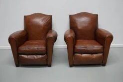 Pair Of French Cognac Moustache Back Leather Club Chairs, 1940s -Chairly Shop 7194783b cec0 454e 9ebc 6520a92fae49