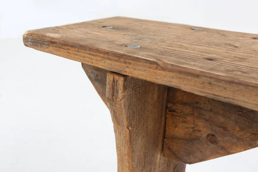 Charming Rustic Wooden Bench, Belgium Ca. 1900 3 Charming Rustic Wooden Bench, Belgium Ca. 1900