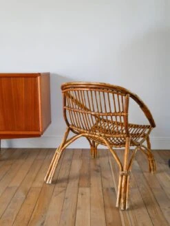 Shell Armchair In Rattan And Bamboo, Early 20th Century -Chairly Shop 72aea5b1 4895 4873 86fa 2fe84c62b2a5