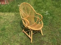 Vintage Ovoid-shaped Rattan Armchair. -Chairly Shop 747a4a0f 440a 414b 86c3 a0c9b54123e0