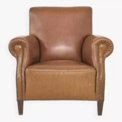 50s Club Armchair In Imitation Leather And Wood