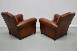 Pair Of French Cognac Moustache Back Leather Club Chairs, 1940s -Chairly Shop 74f420d3 e455 4331 bbc9 19fe95d3b1fb