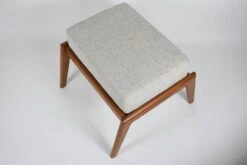 Fauteuil Scandinave Restauré Avec Repose-pieds, Icône Des Années 60, Tissu Marron, Teck -Chairly Shop 75ecd244 941c 42c4 9c84 fa7f234e871f