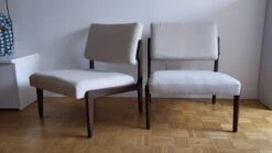 Pair Of 50s Low Chairs In Wood And Fabric -Chairly Shop 76dd30ff 955c 47e4 b5a4 01d5e4c6cfd3