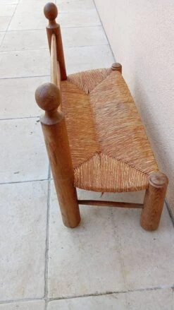 Vintage Wood And Straw Perriand Style Bench From The 50s -Chairly Shop 78dd5a08 ef8e 47ba bbd9 f47bdee55160