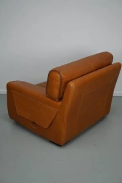 Roche Bobois Club Chair In Tan / Cognac Neck Leather – France, Circa 1980 -Chairly Shop 7a9fdd34 0f3f 4ddd a83f cfc5f18e7a42