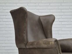 1970s, Vintage Wingback Armchair, Original Condition, Leather, Beech Wood. -Chairly Shop 7b2094f0 964c 4c34 867b 1d441f3275cf
