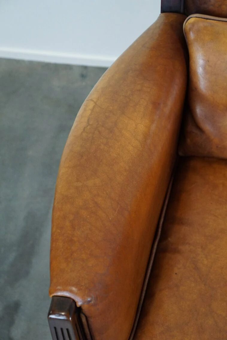 Sheep Leather Art Deco Design Armchair With High Seating Comfort 3 Sheep Leather Art Deco Design Armchair With High Seating Comfort