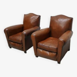 Pair Of French Cognac Moustache Back Leather Club Chairs, 1940s -Chairly Shop 8108ae62 ee8b 48fd a09d 40e4d9b5db30