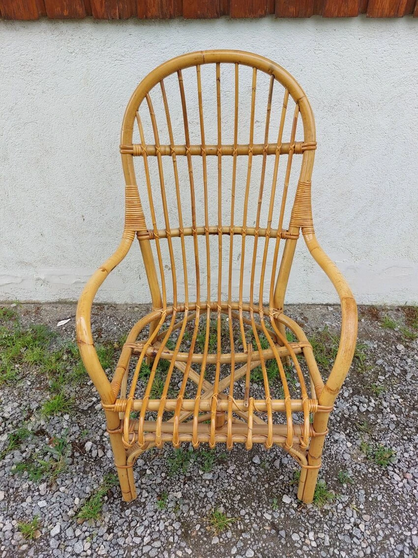 Wicker Armchair, Bamboo Wood 6 Wicker Armchair, Bamboo Wood - Image 4