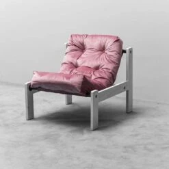 Poltrona Vintage In Velluto Rosa Legno Bianco Anni ’70 Modernariato -Chairly Shop 846d4986 c26c 4cef adbe 5a61c378ac87