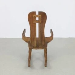 Brutalist Rocking Chair In Solid Oak By De Puydt, 1970s -Chairly Shop 84e0614e d75b 4cea 9a95 3f7a1376a8a8