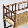 Vintage Bobbin Bench With Rush Seat 1920s