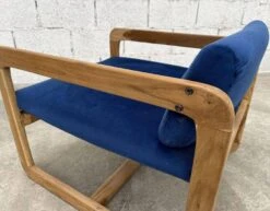Vintage Teak And Velvet Fabric Fireside Chair