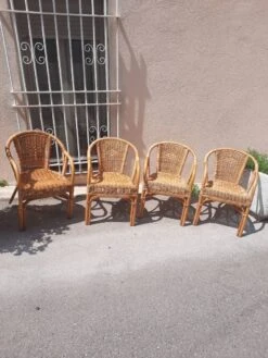 4 Rattan Armchairs