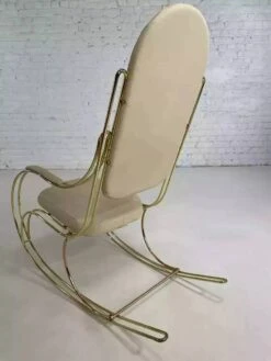 60s Rocking Chair In Brass And Ecru Imitation Leather -Chairly Shop 8b587565 a2a7 423f 95bd 9b3fe476b9d8