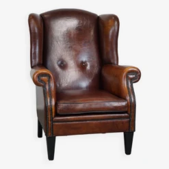 Beautiful Large Sheepskin Leather Wingback Armchair With Stunning Colors -Chairly Shop 8c38d0bb 40d5 412d a7f2 783b51fe9dca