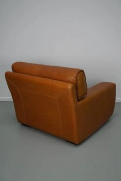 Roche Bobois Club Chair In Tan / Cognac Neck Leather – France, Circa 1980 -Chairly Shop 8ee15077 b66b 49fb b61f 49cb413b1a76