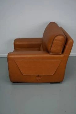 Roche Bobois Club Chair In Tan / Cognac Neck Leather – France, Circa 1980 -Chairly Shop 8f65e8d4 e56c 4350 811f bc6e55532e1e