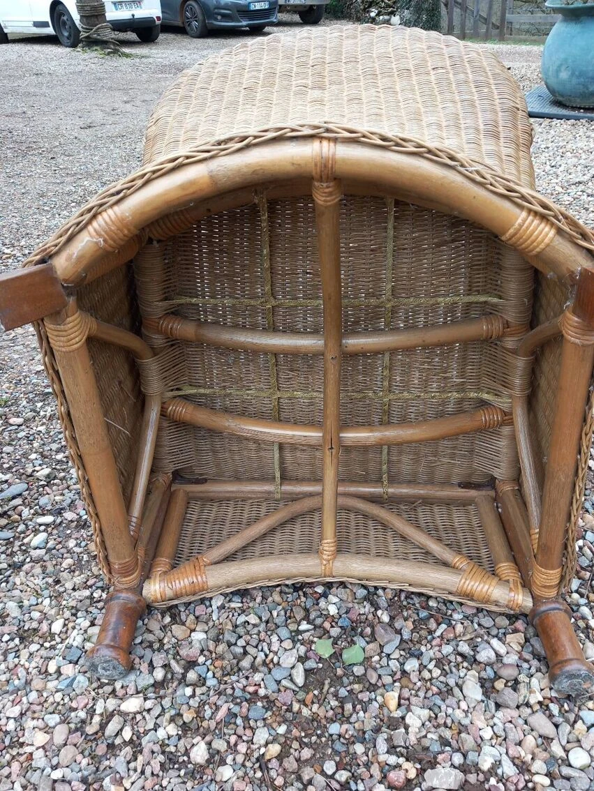 Pair Of Rattan And Wood Armchairs 9 Pair Of Rattan And Wood Armchairs - Image 7