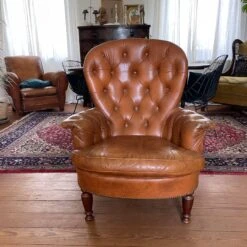 Chesterfield Style Cognac Leather Armchair -Chairly Shop 9128df40 40d2 49eb a7c3 f90f70040093