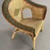 Cabriolet Style Armchair In Rattan, Wicker And Green And Red Edging -Chairly Shop 91557e8b f9a1 466f a3fa 96550f33323d